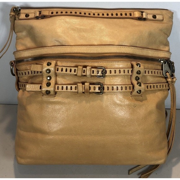 Joelle Hawkens Victory Folder Tan Leather Satchel Convertible Bag Purse READ - Picture 2 of 12